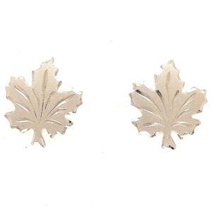 Sterling Silver Maple Leaf Stud Earrings
