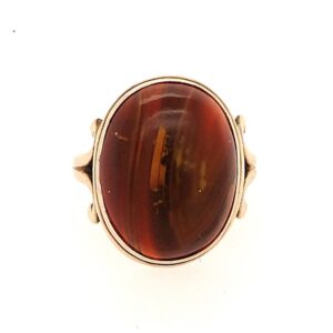 14K Yellow Gold Petrified Wood Ring