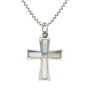 Sterling Silver Mother Of Pearl Cross Necklace