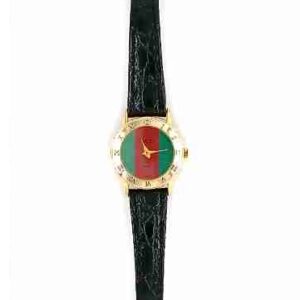 Faux Gucci 9000L Watch With Gold Toned Bezel