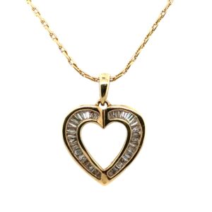 14 Karat Yellow Gold and Diamond Reversible Heart Pendant
