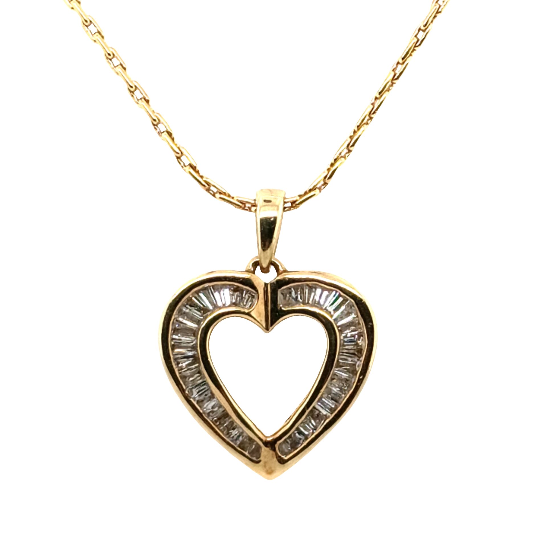 14 Karat Yellow Gold and Diamond Reversible Heart Pendant 14 Karat Yellow Gold and Diamond Reversible Heart Pendant