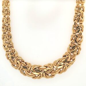 14 Karat Yellow Gold Hollow Byzantine Necklace