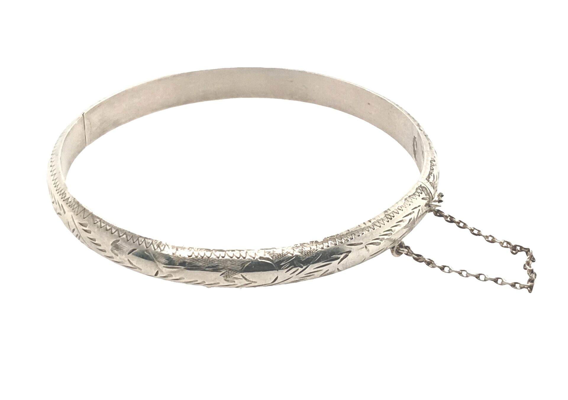 Sterling Silver Vintage Etched Design Hinged Bangle 7mm Sterling Silver Vintage Etched Design Hinged Bangle 7mm