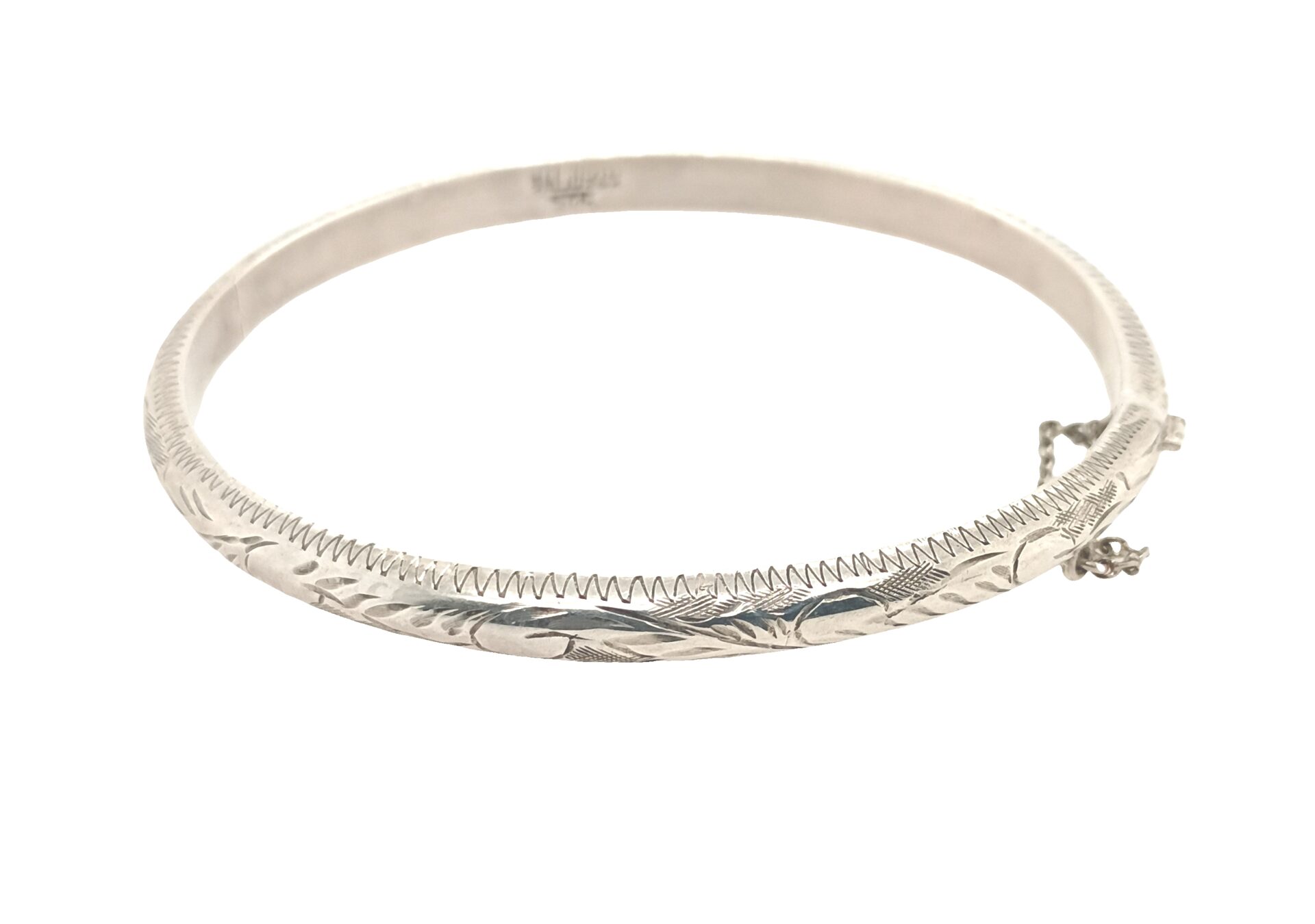 Sterling Silver Vintage Etched Design Hinged Bangle 5mm Sterling Silver Vintage Etched Design Hinged Bangle 5mm