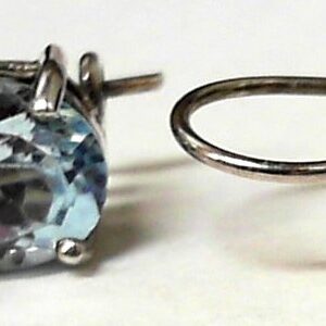 Estate Sterling Silver and Oval Shaped Blue Topaz Earrings
