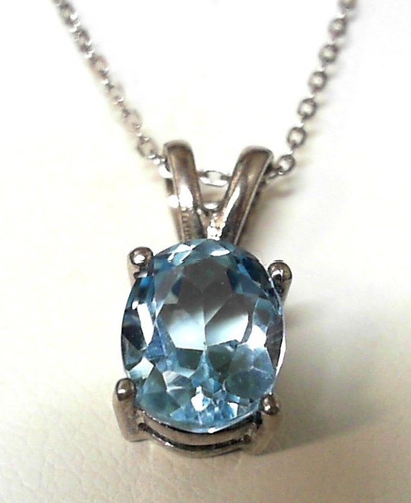 Estate Sterling Silver and 3 Carat Oval Blue Topaz Pendant Estate Sterling Silver and 3 Carat Oval Blue Topaz Pendant