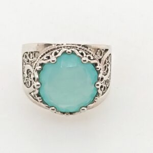 Sterling Silver and Aqua Chalcedony Estate Ring